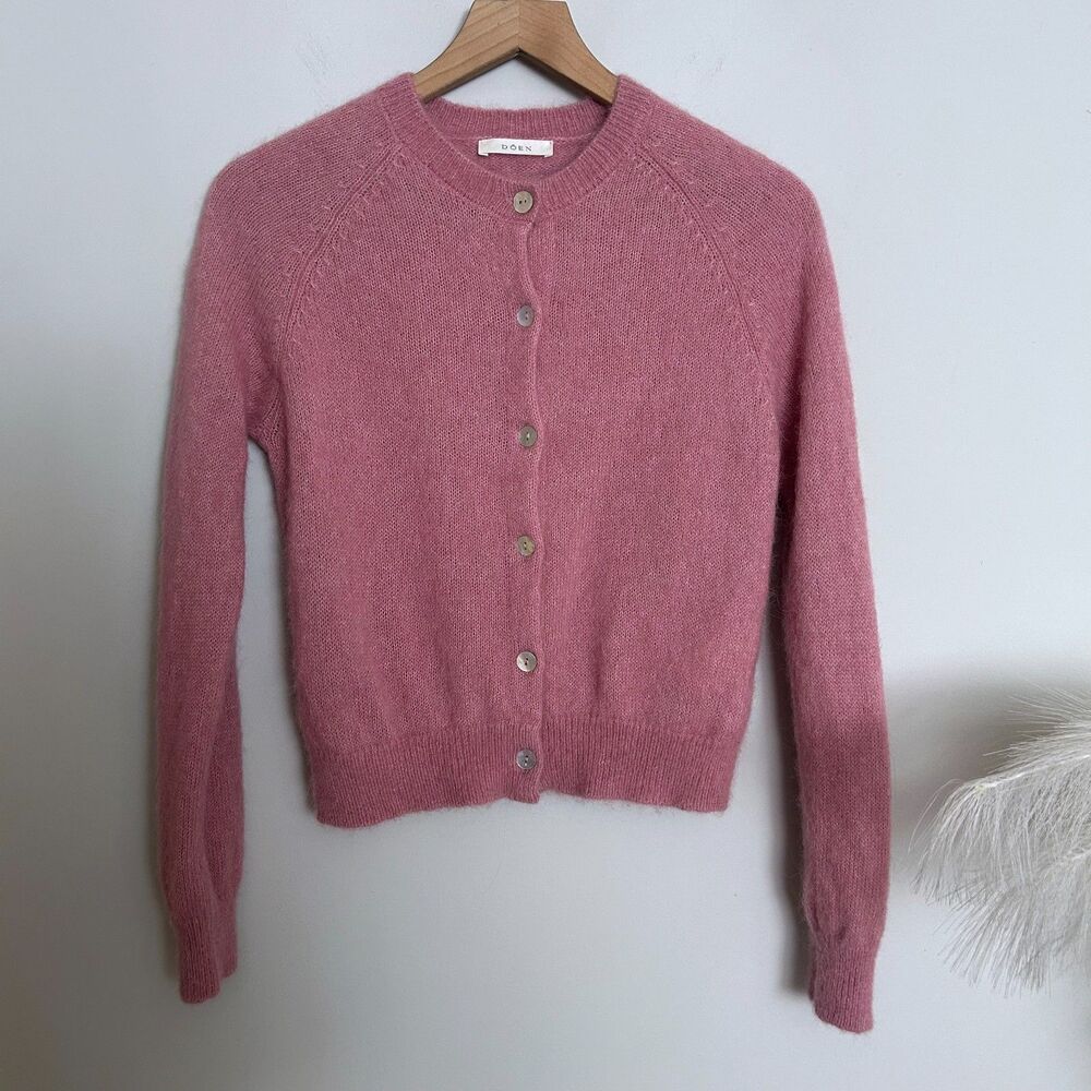 Doen Petra Cardigan Rosebud Pink Alpaca Merino Wool Blend Size S